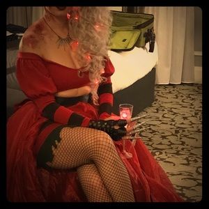 Miss Kruegar Freddy Striped Puff Sleeve Crop Top